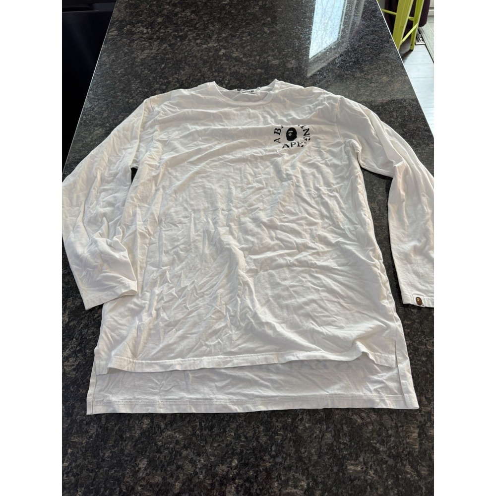 A BATHNIG APE Men's BAPE Graphic Long Sleeve White Shirt. Mens Size XL Pre Loved